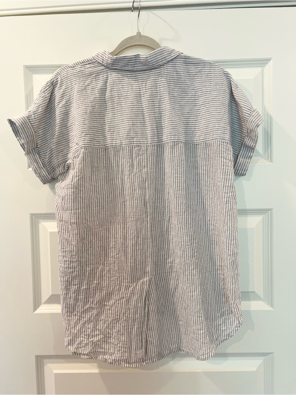 BeachLunchLounge Linen Blend Striped Split Neck Tunic Top Coastal Boho Medium - Picture 4 of 11